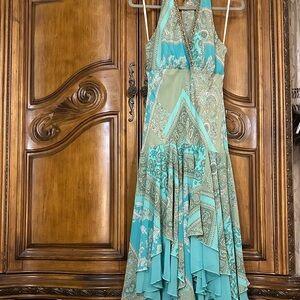 Y2K Whimsical Fairy  Cottage Halter Rabbit Designs Layered Beaded Midi Dress